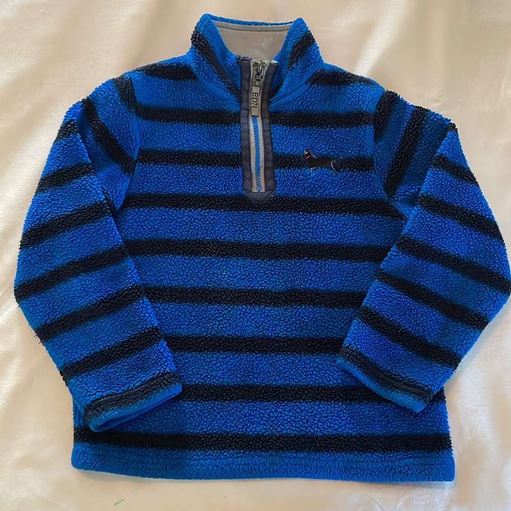 The Black Dog Blue and Black Striped Fleece Pullover size XS